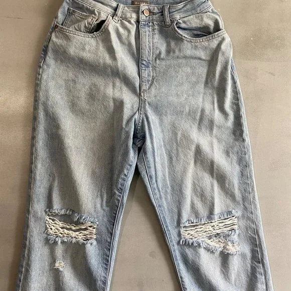 DL 1961 Jeans womens 31 x 26 blue ripped distress Susie‎ high rise Tapered - Picture 2 of 9